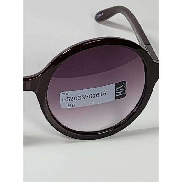 FGX Foster Grant Full Round Dark Chocolate Brown & Silver Sunglasses 52033FGX616 - Picture 8 of 12